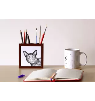 Hawana Brązowa stojak na długopisy z kotem Art-Dog