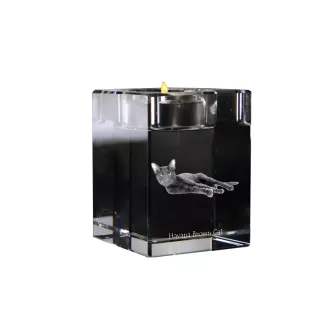 Hawana Brązowa świecznik kryształowy z kotem Art-Dog