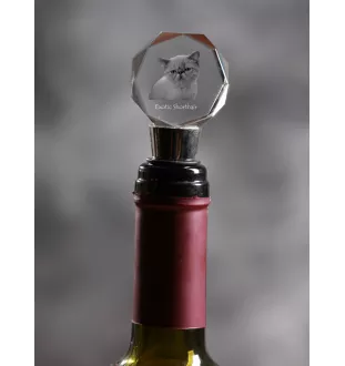 Exotique à poil court - Bouchon de bouteille, bouchon de vin en cristal avec photo de chat, cadeau personnalisé pour barman par la marque Art-Dog