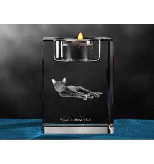 Havana Brown - Bougeoir avec photo de chat, porte bougie en cristal, cadeau personnalisé par la marque Art-Dog