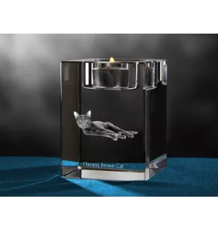 Havana Brown - Bougeoir avec photo de chat, porte bougie en cristal, cadeau personnalisé par la marque Art-Dog
