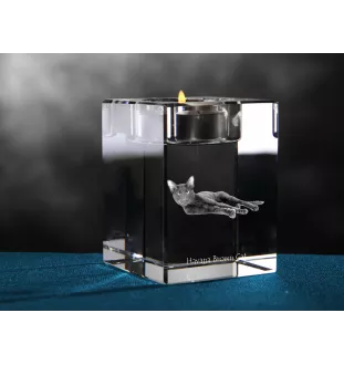 Havana Brown - Bougeoir avec photo de chat, porte bougie en cristal, cadeau personnalisé par la marque Art-Dog