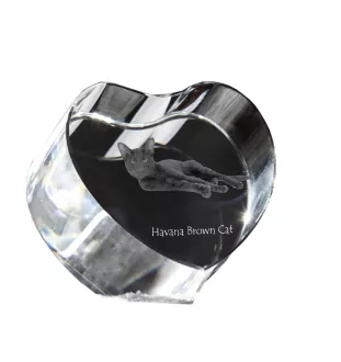 Havanna braun Katze - Kristalluhr mit Katzenbild, Herzregal-Uhr, personalisierte Standuhr von Art-Dog.