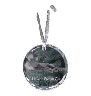 Chat Havana brown - boule de Noël en cristal avec une photo, photo d'un chat dans le cristal, décoration personnalisée pour sapin de Noël de la marque Art-Dog