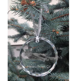 Chat Havana brown - boule de Noël en cristal avec une photo, photo d'un chat dans le cristal, décoration personnalisée pour sapin de Noël de la marque Art-Dog