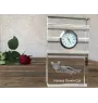 Havana brown Cat - glass clock with a photo, photo of a cat in crystal, personalized standing office clock by Art-Dog brand