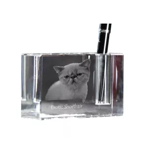 Exotisch Kurzhaar - Stifthalter, Kristallorganizer mit Katzenfoto, einzigartige Schreibtischdekoration der Marke Art-Dog