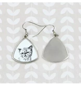 Exotisch Kurzhaar - Katzenohrringe, hängende Ohrringe mit Bild, personalisierter Schmuck mit dem Aufdruck der Marke Art-Dog