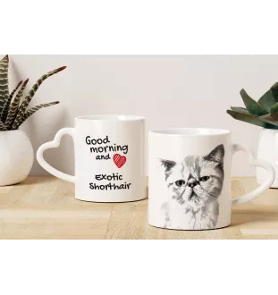 Exotisch Kurzhaar Tasse mit Katze, entzückende Tasse mit herzförmigem Henkel, universelles Geschenk der Marke Art-Dog