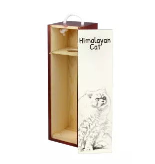 Himalayan Cat - wine box with a cat, alcohol box with graphics, personalized gift box from the Art-Dog brand