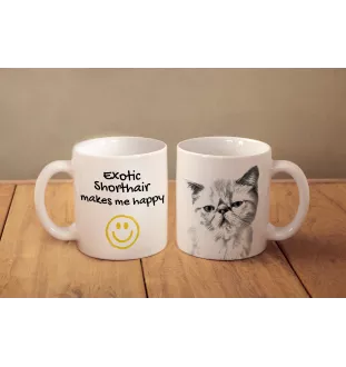 Exotique à poil court - tasse avec un chat, une tasse joyeuse pour les amoureux des chiens, un cadeau personnalisé de la marque Art-Dog