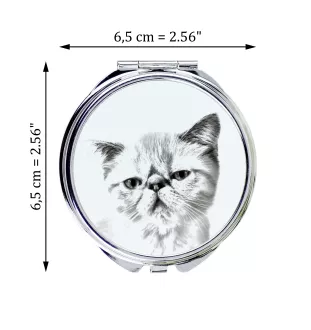Exotisch Kurzhaar - Taschenspiegel mit Katze, personalisierter Taschenspiegel, kompakter Spiegel mit Art-Dog-Logo