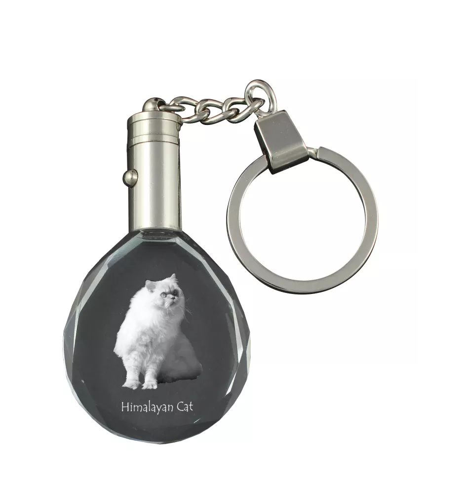 Himalayan Cat - Fob with cat photo, crystal key ring in gift box, unique gift by Art-Dog brand