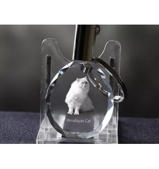 Chat de l'Himalaya - Fob with cat photo, crystal key ring in gift box, unique gift by Art-Dog brand