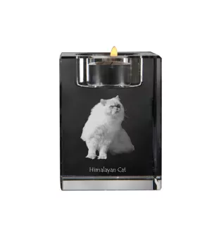 Himalayan - Kerzenhalter mit Katzenfoto, Teelichthalter aus Kristall, personalisiertes Geschenk der Marke Art-Dog