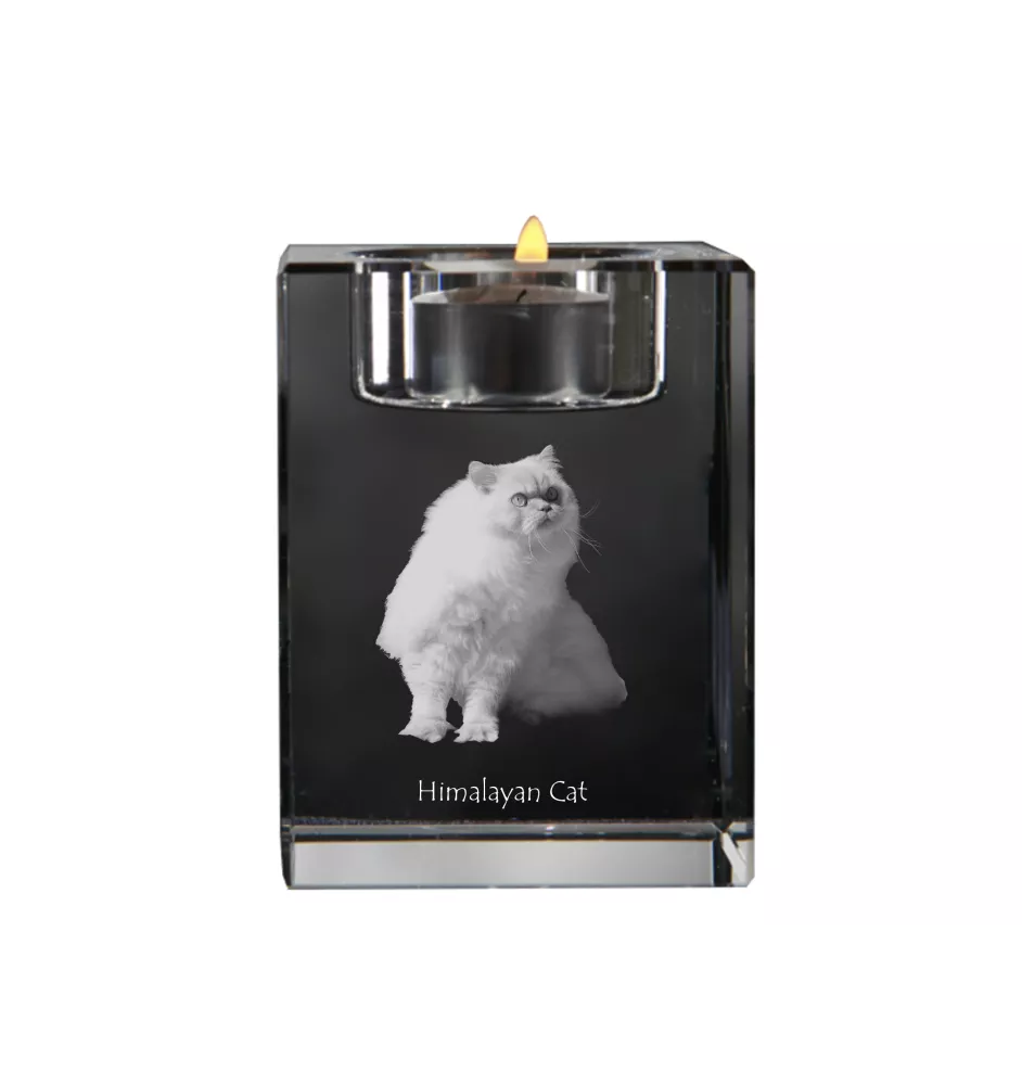 Himalayan - Kerzenhalter mit Katzenfoto, Teelichthalter aus Kristall, personalisiertes Geschenk der Marke Art-Dog