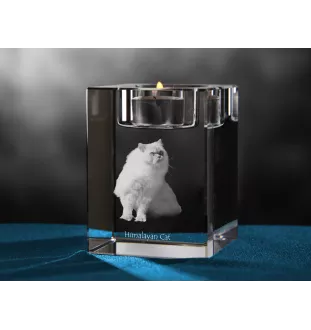 Himalayen - Bougeoir avec photo de chat, porte bougie en cristal, cadeau personnalisé par la marque Art-Dog