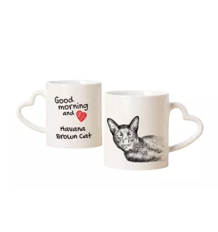 Hawana Brązowa kubek z kotem good morning serce Art-Dog