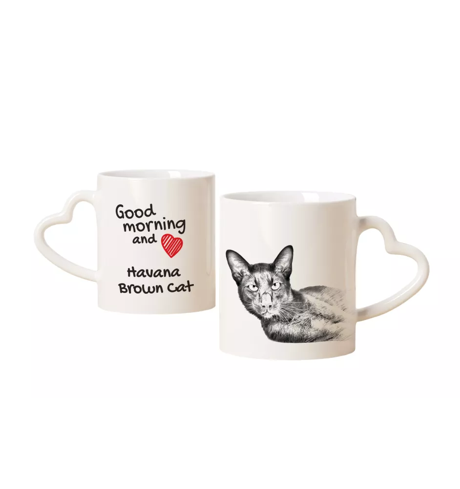 Havana Brown - tasse avec un chat, une tasse adorable avec une anse en forme de cœur, un cadeau universel de la marque Art-Dog