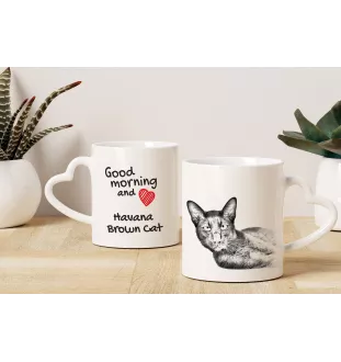 Hawana Brązowa kubek z kotem good morning serce Art-Dog