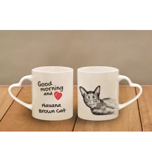 Havanna-Braun Tasse mit Katze, entzückende Tasse mit herzförmigem Henkel, universelles Geschenk der Marke Art-Dog