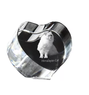 Himalayakatze - Kristalluhr mit Katzenbild, Herzregal-Uhr, personalisierte Standuhr von Art-Dog.