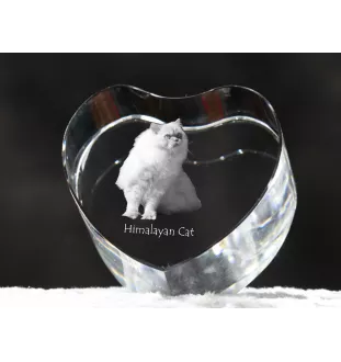 Himalayakatze - Kristalluhr mit Katzenbild, Herzregal-Uhr, personalisierte Standuhr von Art-Dog.
