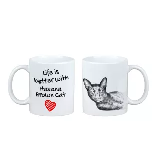 Hawana Brązowa kubek z kotem life is better Art-Dog