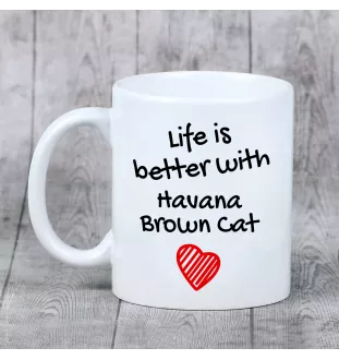 Hawana Brązowa kubek z kotem life is better Art-Dog