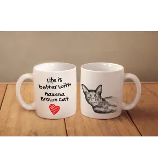 Hawana Brązowa kubek z kotem life is better Art-Dog
