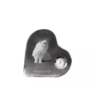 Chat de l'Himalaya - une horloge en cristal avec une photo de chat, une horloge en forme de cœur pour étagère, une horloge debout personnalisée de la marque Art-Dog