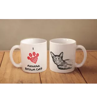 Hawana Brązowa kubek z kotem I love Art-Dog
