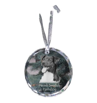 Dänisch-Schwedischer Farmhund, Dansk-Svensk Gårdshund - Kristallkugel mit Foto, Hundebild im Kristall, personalisierter Christbaumschmuck von Art-Dog.