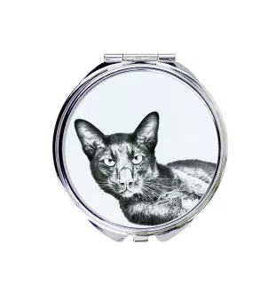 Chat Havana brown - miroir de poche avec un chat, miroir personnalisé pour sac à main, miroir compact avec impression de la marque Art-Dog