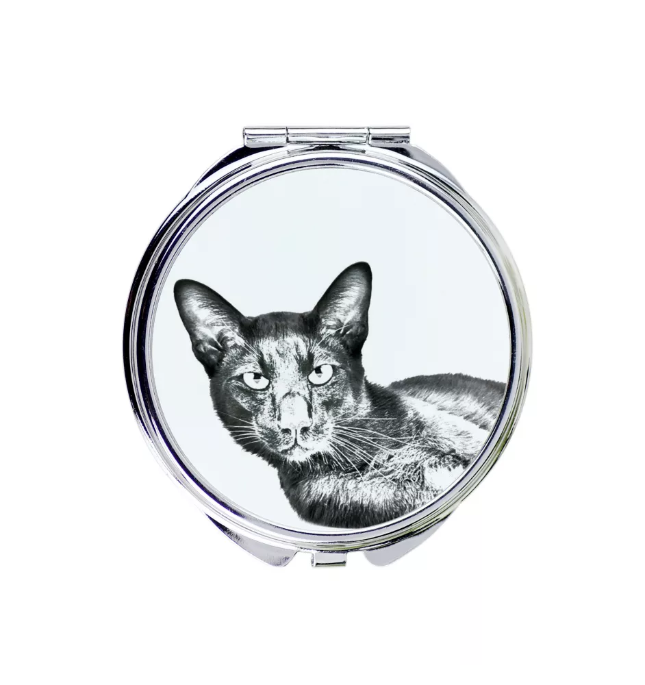 Chat Havana brown - miroir de poche avec un chat, miroir personnalisé pour sac à main, miroir compact avec impression de la marque Art-Dog