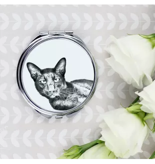 Chat Havana brown - miroir de poche avec un chat, miroir personnalisé pour sac à main, miroir compact avec impression de la marque Art-Dog
