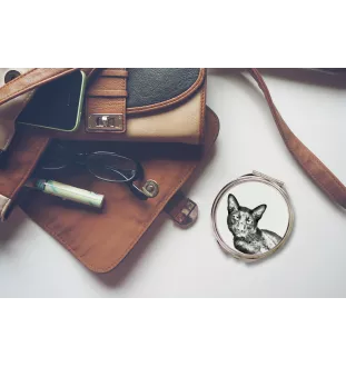 Havana brown Cat - pocket mirror with a cat, personalized mirror for a purse, compact mirror with Art-Dog brand print
