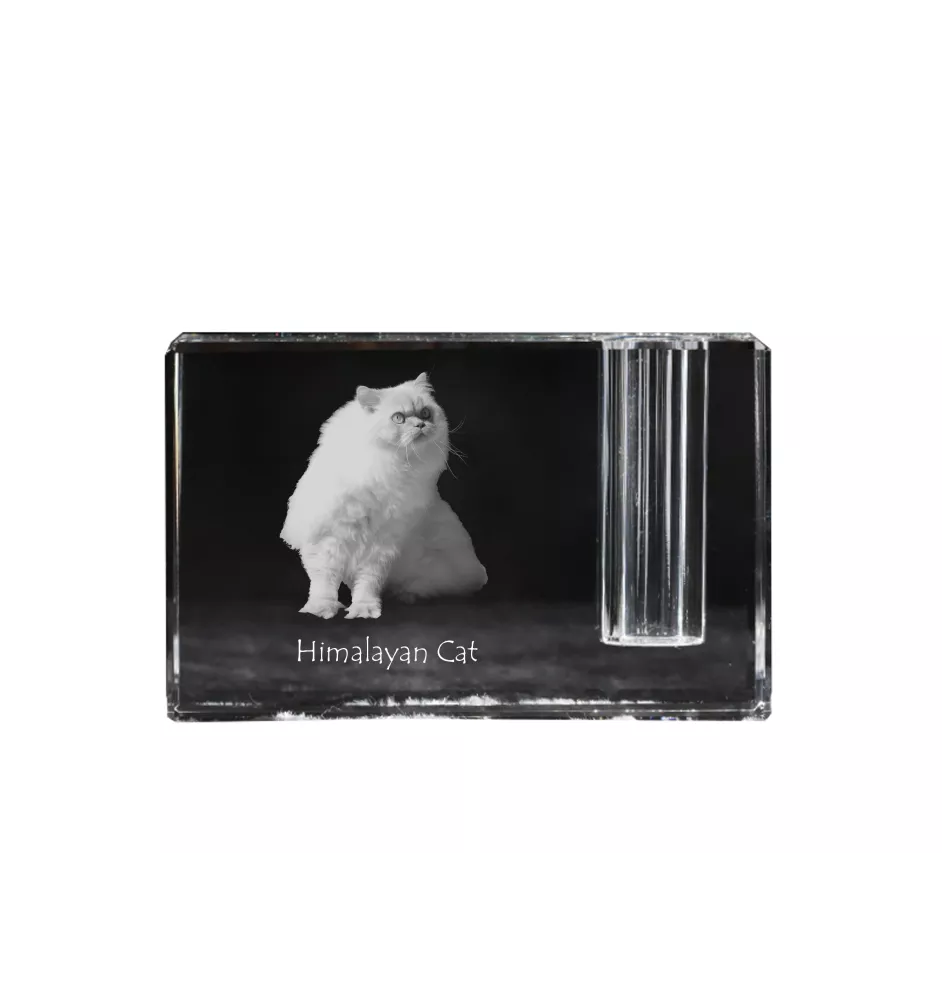 Chat de l'Himalaya - Porte-stylos, organiseur en cristal avec photo de chat, décoration de bureau unique par la marque Art-Dog