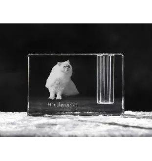 Chat de l'Himalaya - Porte-stylos, organiseur en cristal avec photo de chat, décoration de bureau unique par la marque Art-Dog