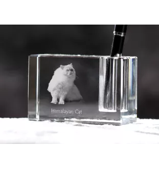 Chat de l'Himalaya - Porte-stylos, organiseur en cristal avec photo de chat, décoration de bureau unique par la marque Art-Dog