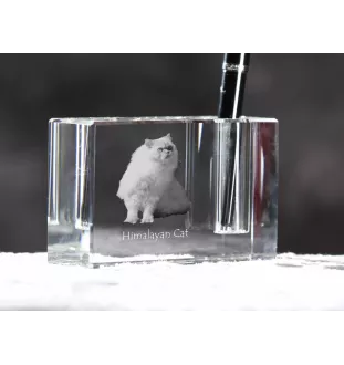 Chat de l'Himalaya - Porte-stylos, organiseur en cristal avec photo de chat, décoration de bureau unique par la marque Art-Dog
