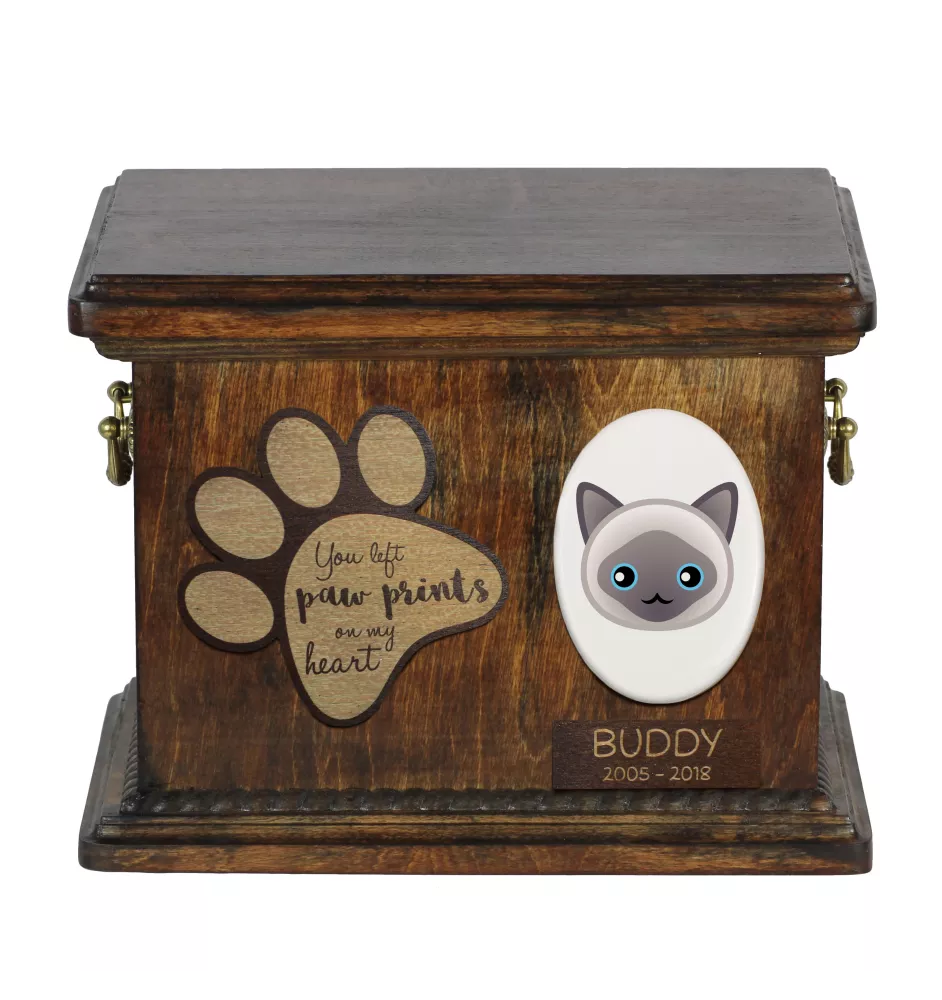 Javanese - urn for cat ashes, personalized urn with engraving, commemorative box for cat ashes by Art-Dog brand