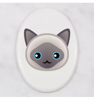 Javanais - une plaque funéraire en céramique avec une illustration et un texte de la marque Art-Dog