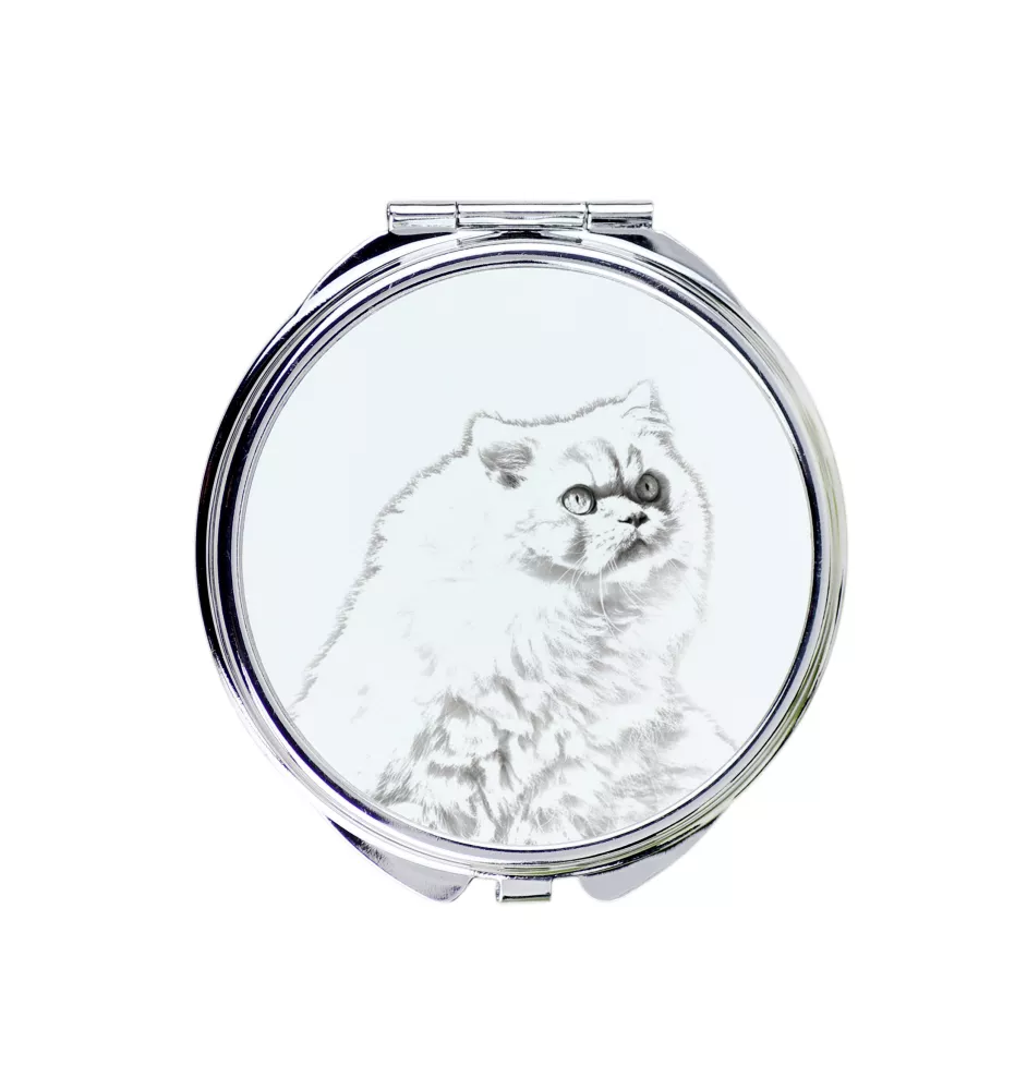 Himalayan Cat - pocket mirror with a cat, personalized mirror for a purse, compact mirror with Art-Dog brand print