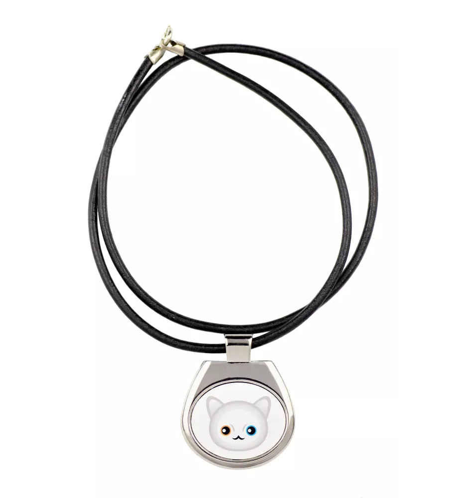 Khao Manee - collier pendentif avec une illustration sur une chaîne en cuir de la marque Art-Dog