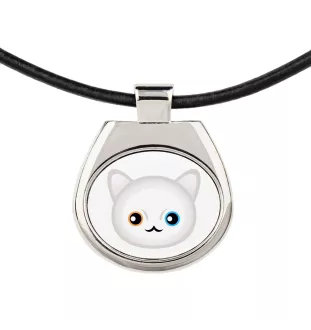 Khao Manee - collier pendentif avec une illustration sur une chaîne en cuir de la marque Art-Dog