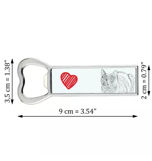 Korat Cat - bottle opener with a cat, personalized fridge opener, unique gift for men by Art-Dog brand
