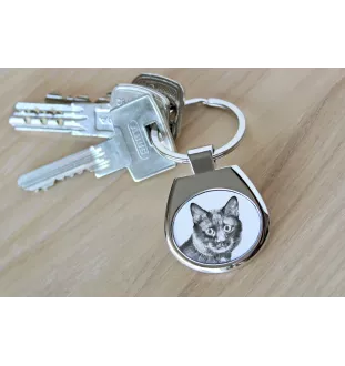 Bobtail kurilien - porte-clés avec un chat, porte-clés imprimé, breloque personnalisée de la marque Art-Dog