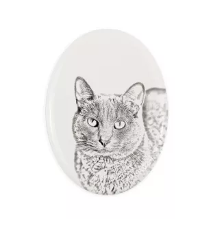 Korat Katze - Gedenktafel mit einem Foto einer Katze, Grabplatte mit Druck, personalisierte ovale Platte der Marke Art-Dog