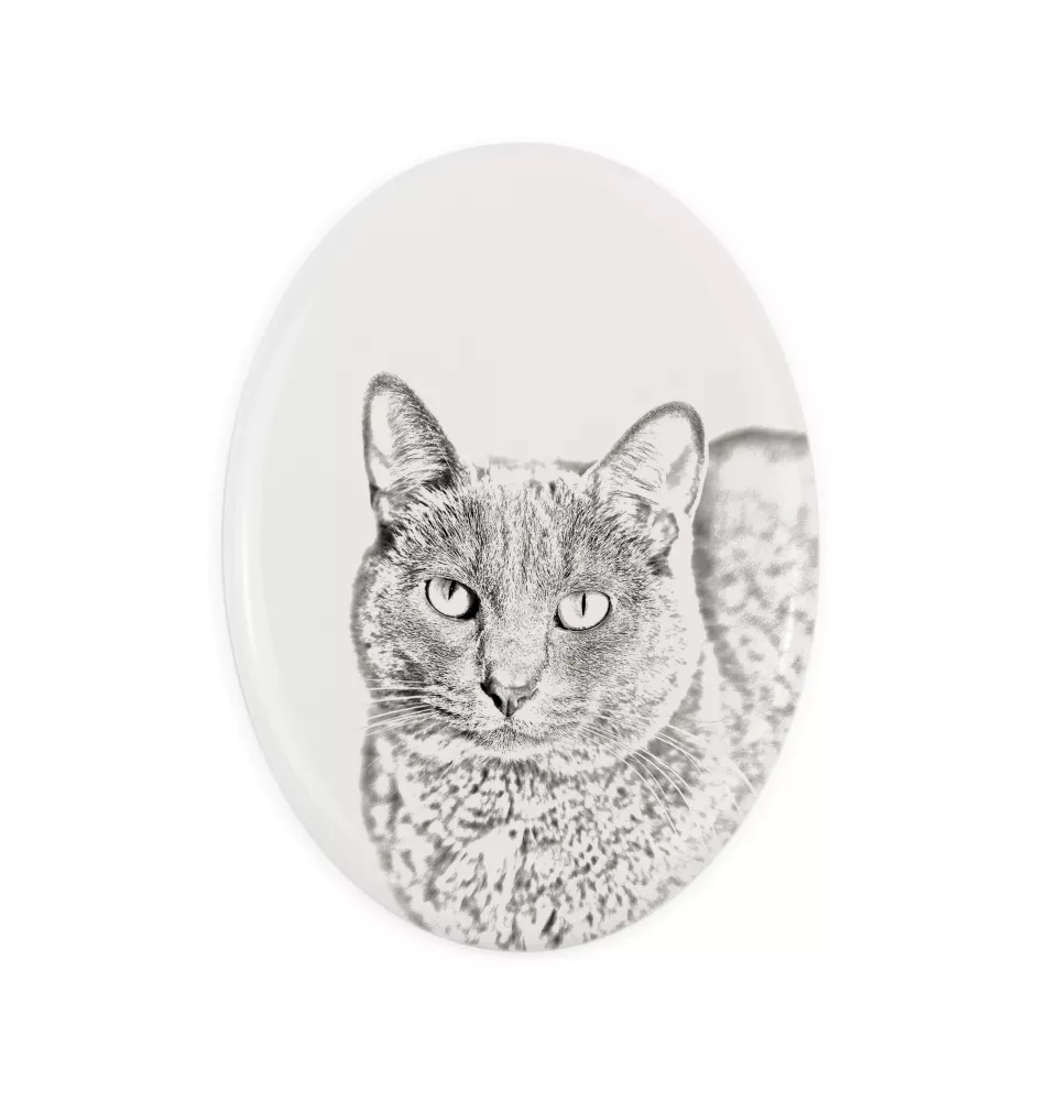 Korat Katze - Gedenktafel mit einem Foto einer Katze, Grabplatte mit Druck, personalisierte ovale Platte der Marke Art-Dog